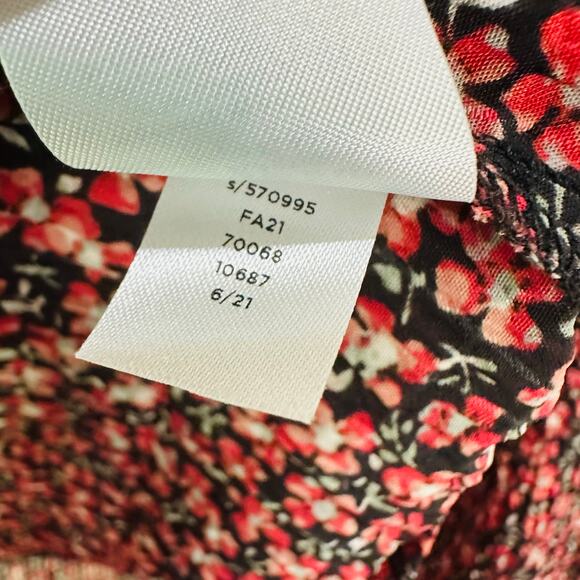 Loft Floral Smocked Cropped Sheer Puff Ruffle Sleeves Peplum Top Size XL - Picture 9 of 9